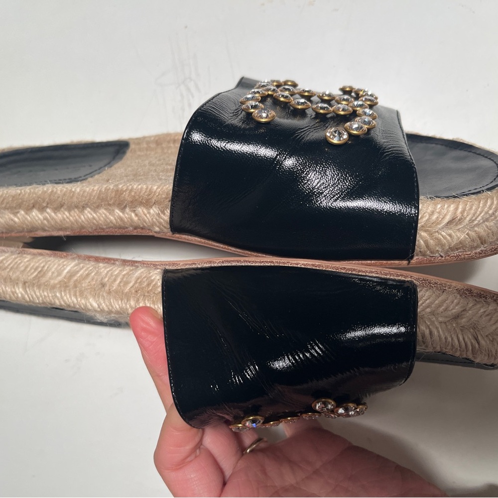 CHANEL Black and Tan Embellished Sandals - Picture 4 of 11